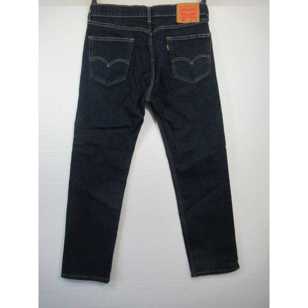Levi's 505 Regular Fit Straight Leg Jeans Men 34x30 Blue Dark Wash